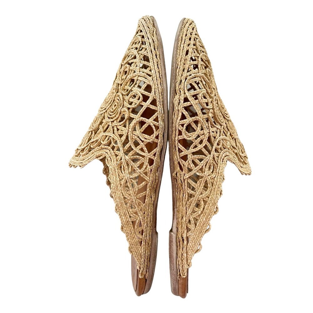 Sundance Veracruz Vintage Lace Mules Pointed Toe Raffia Artisans Dama Raffia - Picture 11 of 12